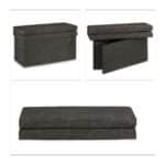 Taburet cu spatar, cu spatiu depozitare, capacitate 300 kg, maro, 73 x 76 x 38 cm - imagine 8