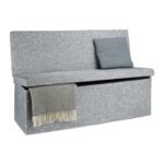 Taburet cu spatar, cu spatiu depozitare, capacitate 300 kg, gri, 73 x 114 x 38 cm