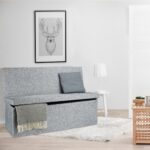 Taburet cu spatar, cu spatiu depozitare, capacitate 300 kg, gri, 73 x 114 x 38 cm - imagine 3