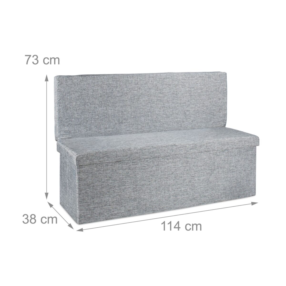 Taburet cu spatar, cu spatiu depozitare, capacitate 300 kg, gri, 73 x 114 x 38 cm - imagine 4