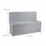 Taburet cu spatar, cu spatiu depozitare, capacitate 300 kg, gri, 73 x 114 x 38 cm - imagine 4