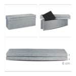 Taburet cu spatar, cu spatiu depozitare, capacitate 300 kg, gri, 73 x 114 x 38 cm - imagine 5