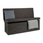 Taburet cu spatar, cu spatiu depozitare, capacitate 300 kg, maro inchis, 73 x 114 x 38 cm