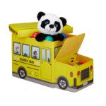 Taburet "School Bus" cu spatiu depozitare pentru camera copiilor, 33 x 27 x 56 cm