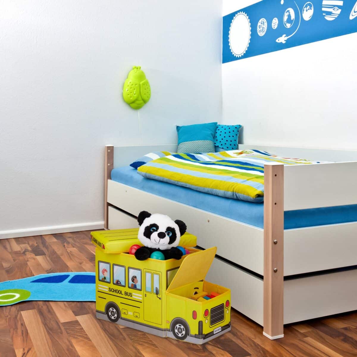 Taburet "School Bus" cu spatiu depozitare pentru camera copiilor, 33 x 27 x 56 cm - imagine 2