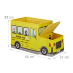 Taburet "School Bus" cu spatiu depozitare pentru camera copiilor, 33 x 27 x 56 cm - imagine 4