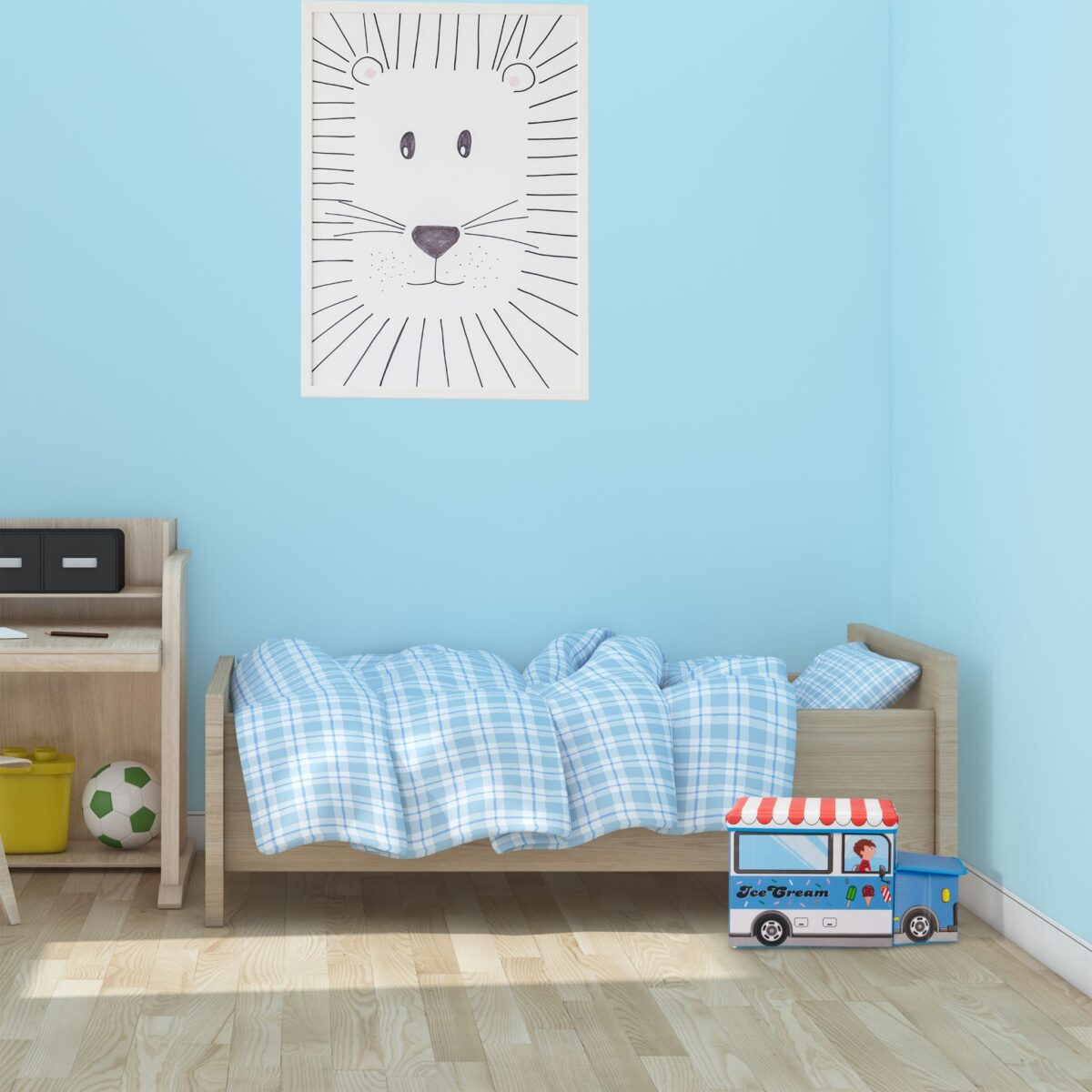 Taburet "Icecream" cu spatiu depozitare pentru camera copiilor, 33 x 27 x 56 cm - imagine 2