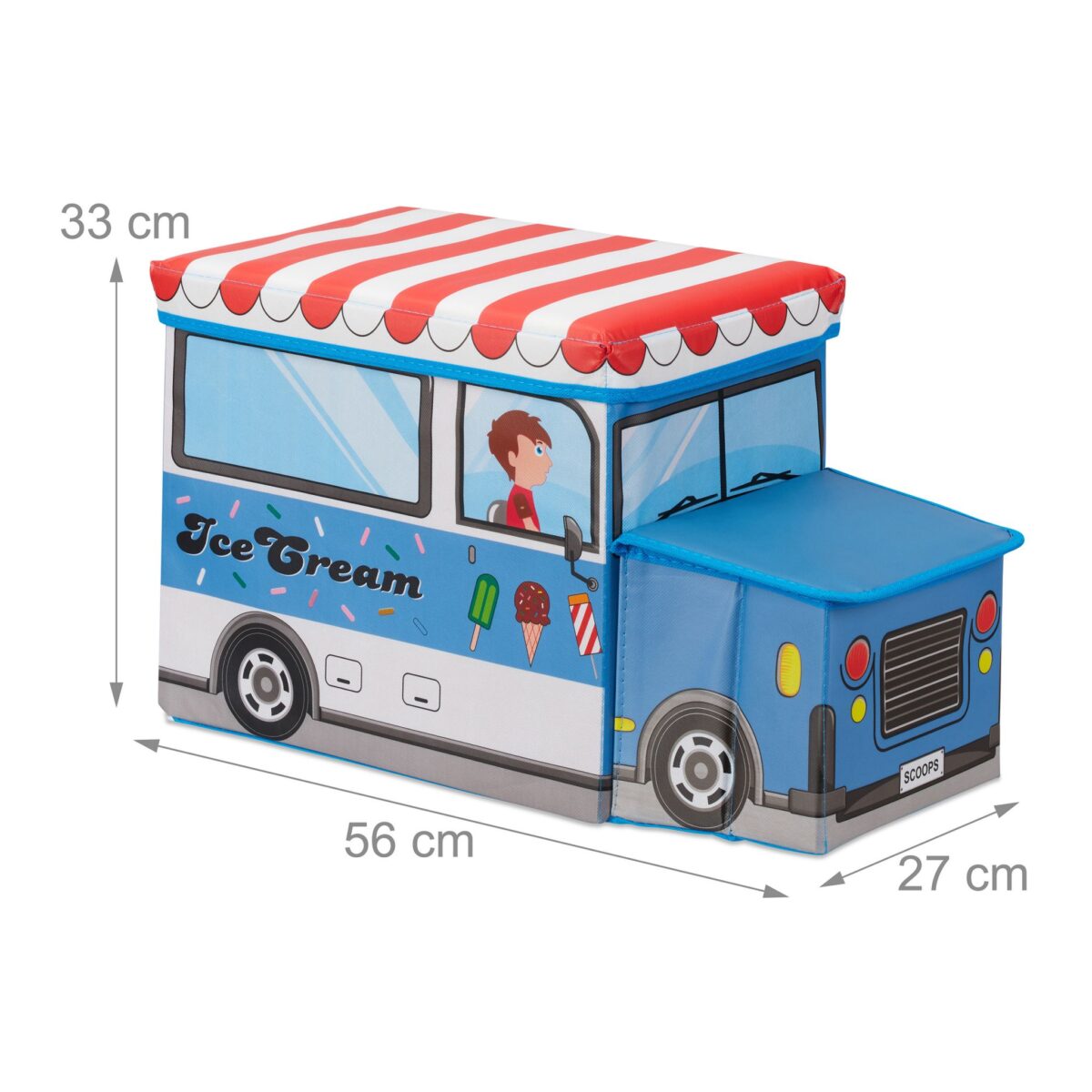 Taburet "Icecream" cu spatiu depozitare pentru camera copiilor, 33 x 27 x 56 cm - imagine 4