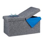Taburet cu spatiu depozitare, capacitate 300 kg, gri, 38,5 x 75,5 x 37,5 cm