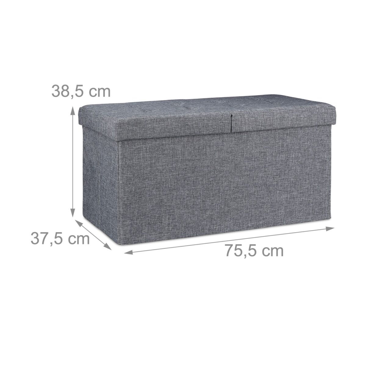Taburet cu spatiu depozitare, capacitate 300 kg, gri, 38,5 x 75,5 x 37,5 cm - imagine 4