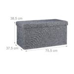 Taburet cu spatiu depozitare, capacitate 300 kg, gri, 38,5 x 75,5 x 37,5 cm - imagine 4