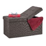Taburet cu spatiu depozitare, capacitate 300 kg, maro inchis, 38,5 x 75,5 x 37,5 cm