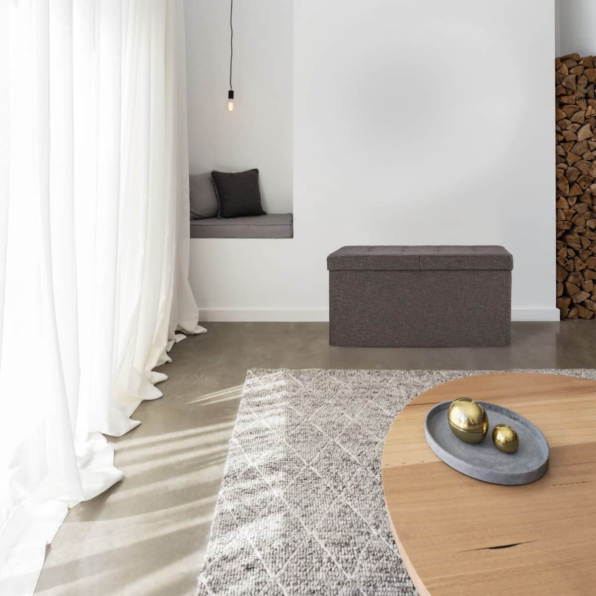 Taburet cu spatiu depozitare, capacitate 300 kg, maro inchis, 38,5 x 75,5 x 37,5 cm - imagine 2