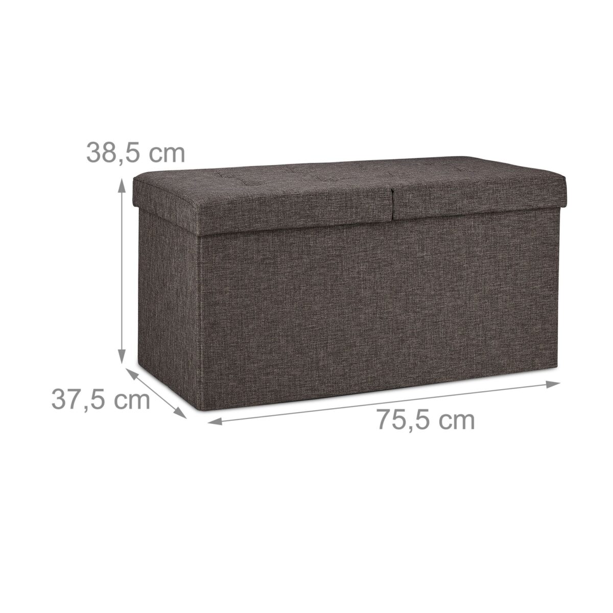 Taburet cu spatiu depozitare, capacitate 300 kg, maro inchis, 38,5 x 75,5 x 37,5 cm - imagine 4
