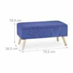 Banca tip taburet, picioare lemn, spatiu depozitare, albastru, 39,5 x 79,5 x 39,5 cm - imagine 3