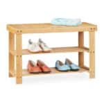 Pantofar multifunctional din bambus, pe 2 nivele, 45 x 70 x 28 cm