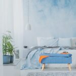 Banca tip taburet, tapitata, cu spatiu depozitare, albastru, 39 x 77 x 39 cm - imagine 2