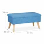 Banca tip taburet, tapitata, cu spatiu depozitare, albastru, 39 x 77 x 39 cm - imagine 4