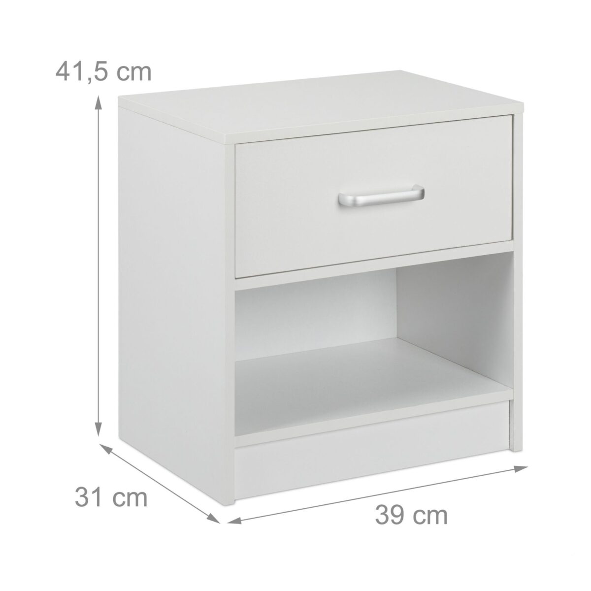 Noptiera cu sertar si raft, MDF, alb, 41,5 x 39 x 31 cm - imagine 5