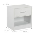 Noptiera cu sertar si raft, MDF, alb, 41,5 x 39 x 31 cm - imagine 5