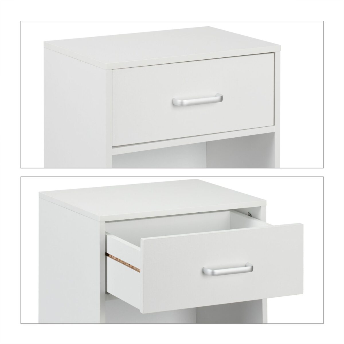 Noptiera cu sertar si raft, MDF, alb, 41,5 x 39 x 31 cm - imagine 8