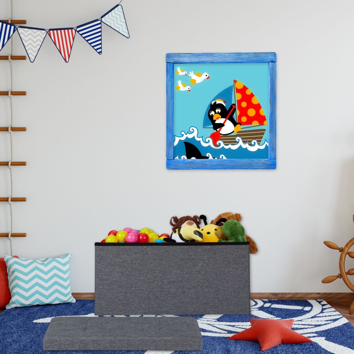 Taburet cu spatiu depozitare, pliabil, antracit, 38,5 x 76 x 37 cm - imagine 2