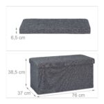 Taburet cu spatiu depozitare, pliabil, antracit, 38,5 x 76 x 37 cm - imagine 4
