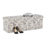 Taburet cu spatiu depozitare in 2 compartimente, design retro, 38,5 x 114 x 37,5 cm