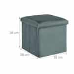 Taburet cu spatiu depozitare, aspect catifea, antracit, 38 x 38 x 38 cm - imagine 4