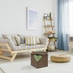Taburet cu spatiu depozitare, aspect catifea, maro, 38 x 38 x 38 cm - imagine 2