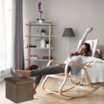 Taburet cu spatiu depozitare, aspect catifea, maro, 38 x 38 x 38 cm - imagine 3