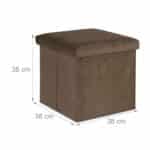 Taburet cu spatiu depozitare, aspect catifea, maro, 38 x 38 x 38 cm - imagine 4