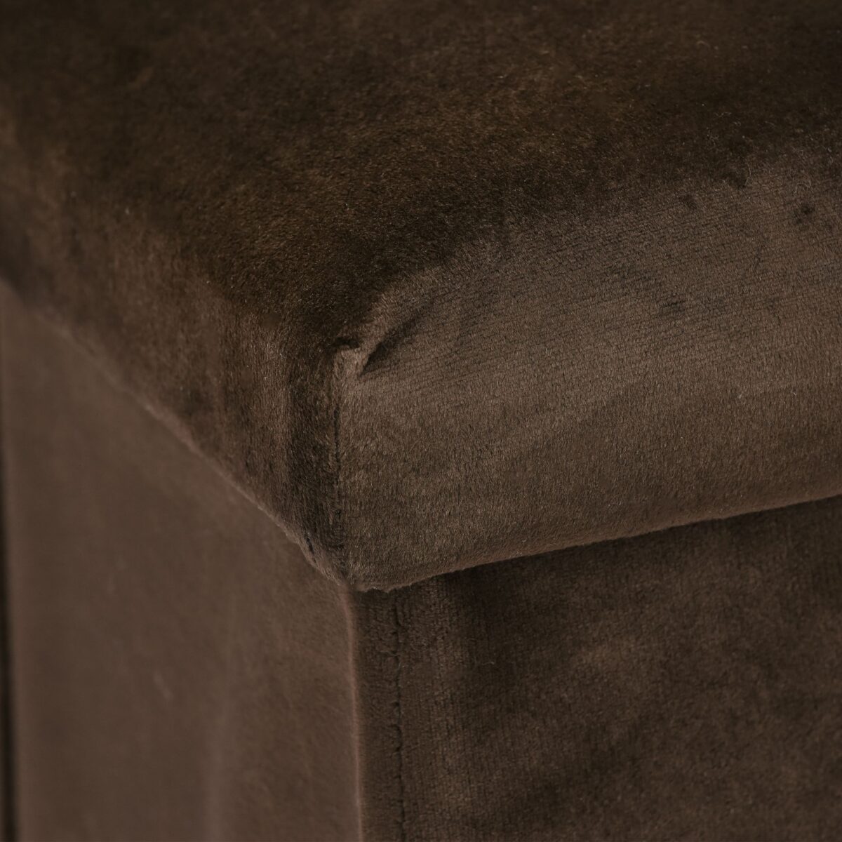 Taburet cu spatiu depozitare, aspect catifea, maro, 38 x 38 x 38 cm - imagine 7