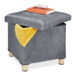 Scaun tip taburet, cu depozitare, capac detasabil, gri, 35 x 38 x 38 cm