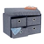Banca tip taburet, 4 sertare pentru depozitare, gri, Relaxdays, 39 x 75,5 x 37 cm