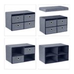 Banca tip taburet, 4 sertare pentru depozitare, gri, Relaxdays, 39 x 75,5 x 37 cm - imagine 6