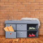 Taburet multifunctional Gri, 6 sertare, pentru depozitare, gri, 39 x 76 x 38 cm - imagine 2
