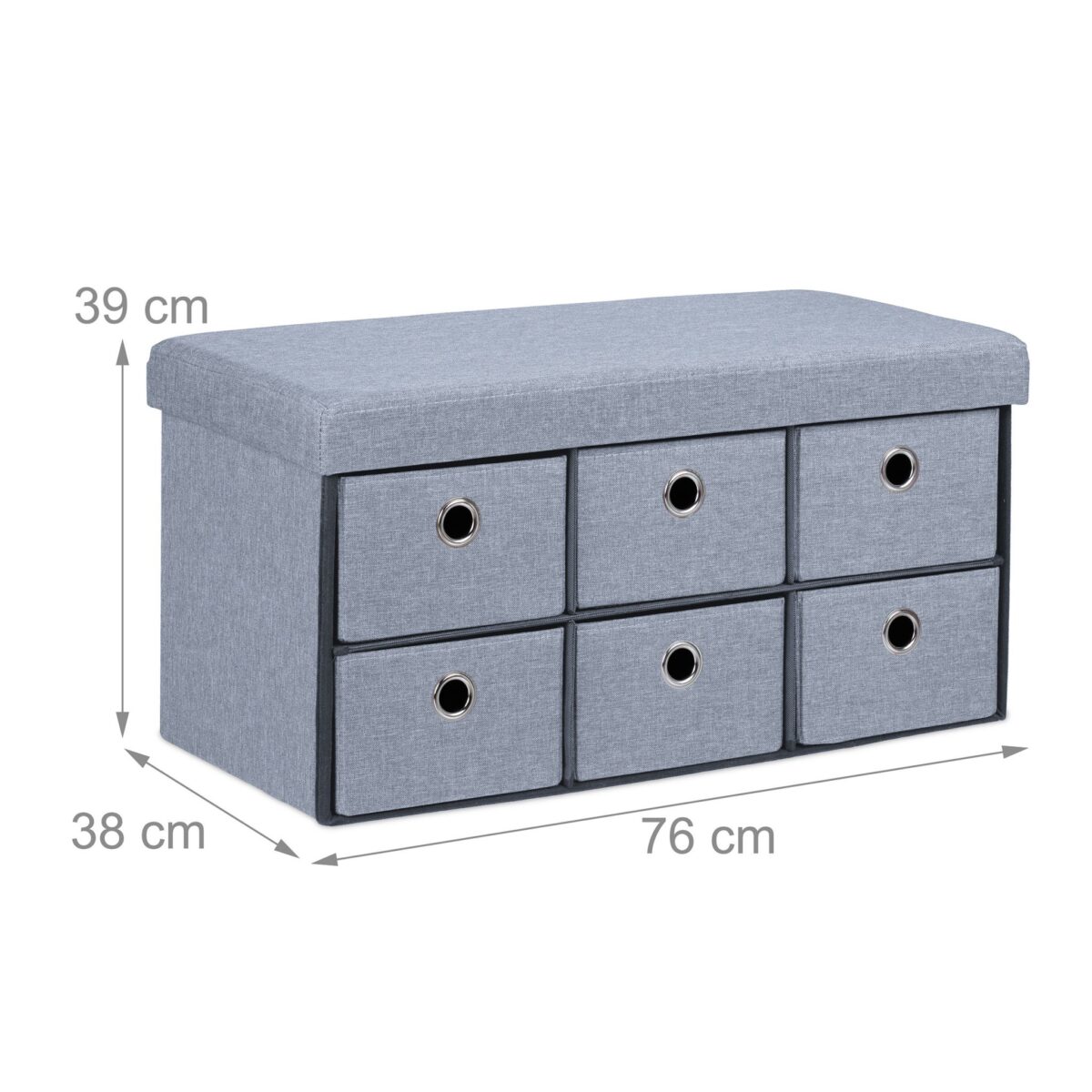 Taburet multifunctional Gri, 6 sertare, pentru depozitare, gri, 39 x 76 x 38 cm - imagine 4