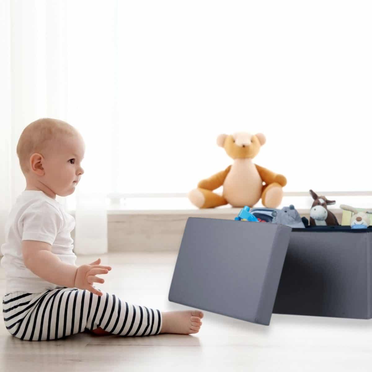Taburet multifunctional Gri, 6 sertare, pentru depozitare, gri, 39 x 76 x 38 cm - imagine 6