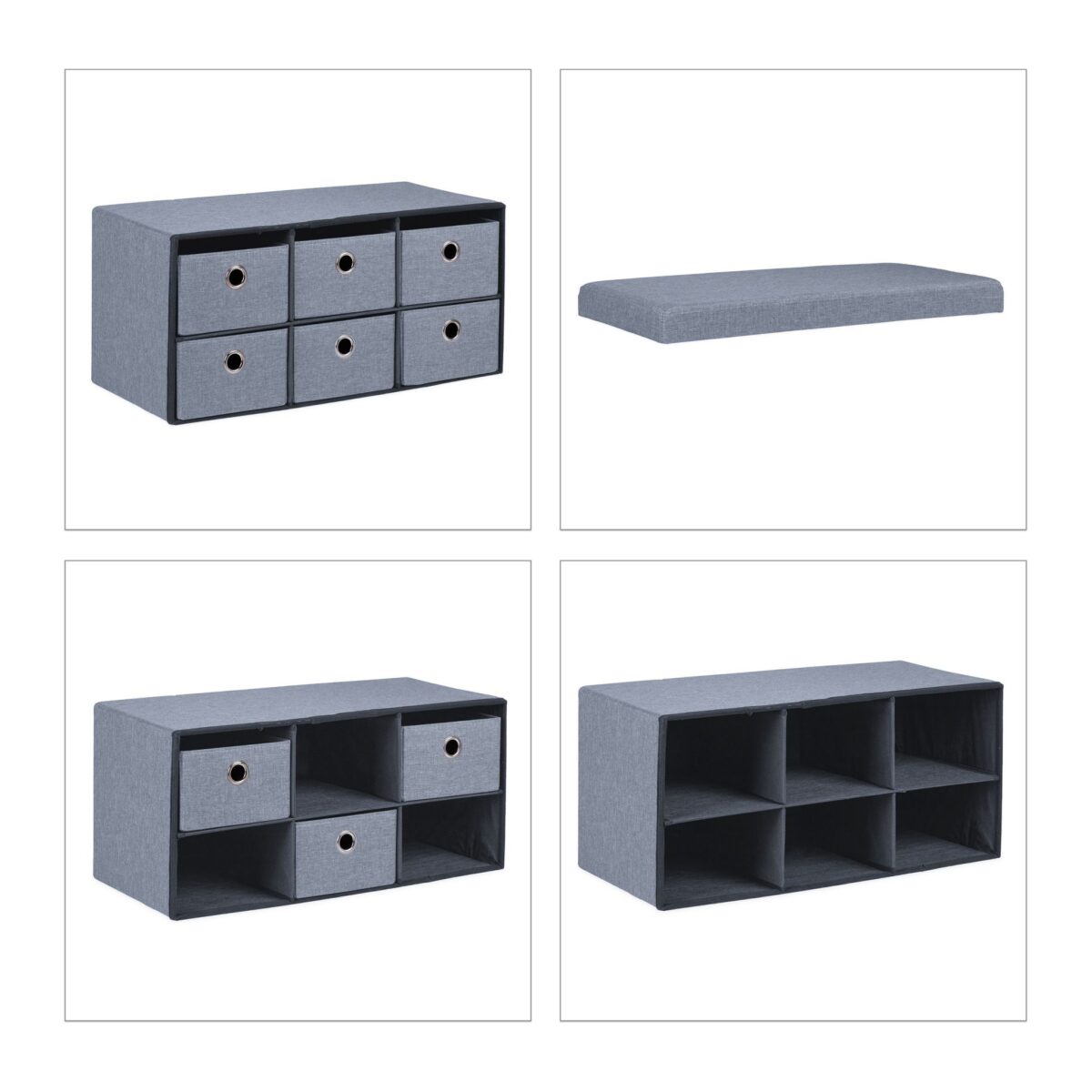 Taburet multifunctional Gri, 6 sertare, pentru depozitare, gri, 39 x 76 x 38 cm - imagine 7