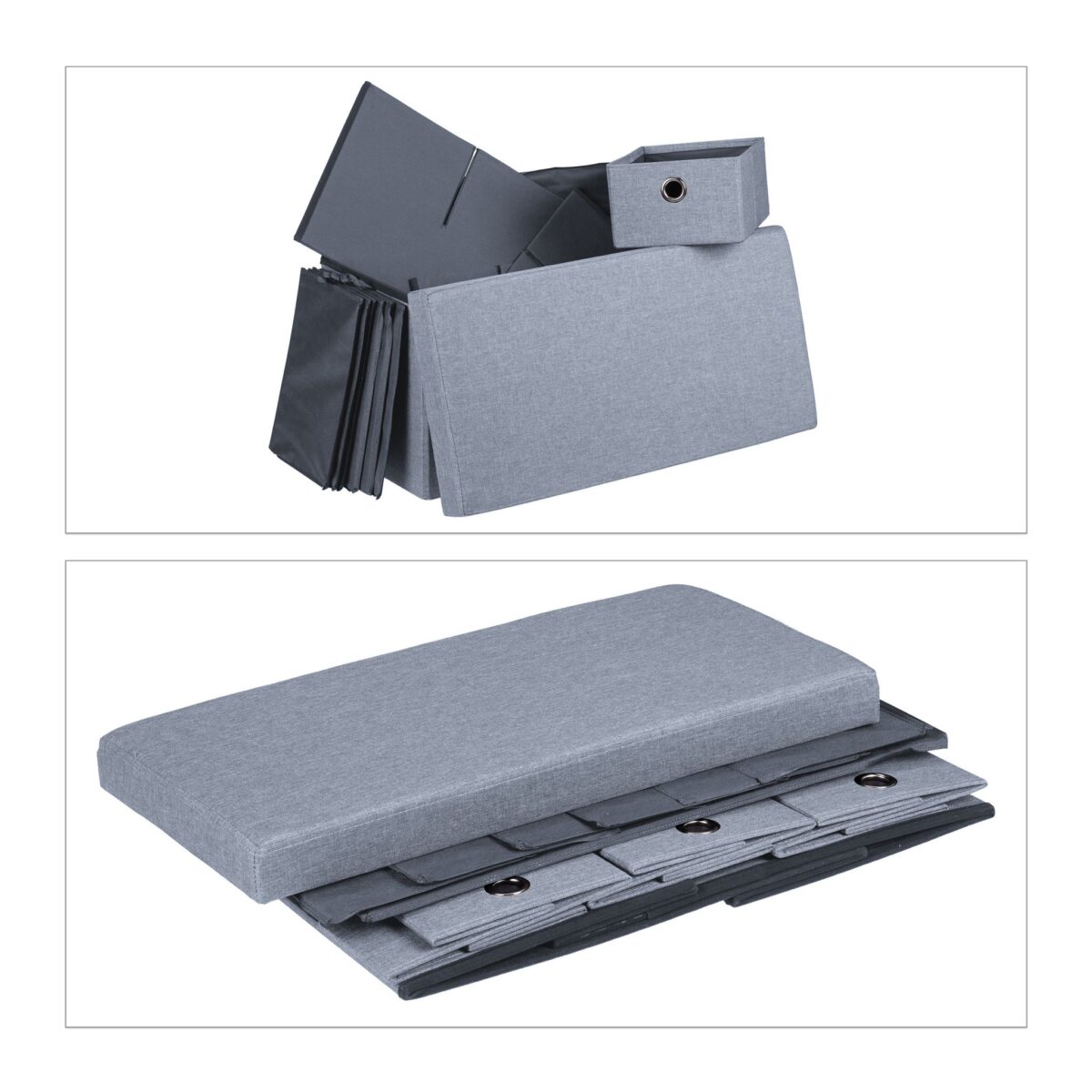 Taburet multifunctional Gri, 6 sertare, pentru depozitare, gri, 39 x 76 x 38 cm - imagine 8