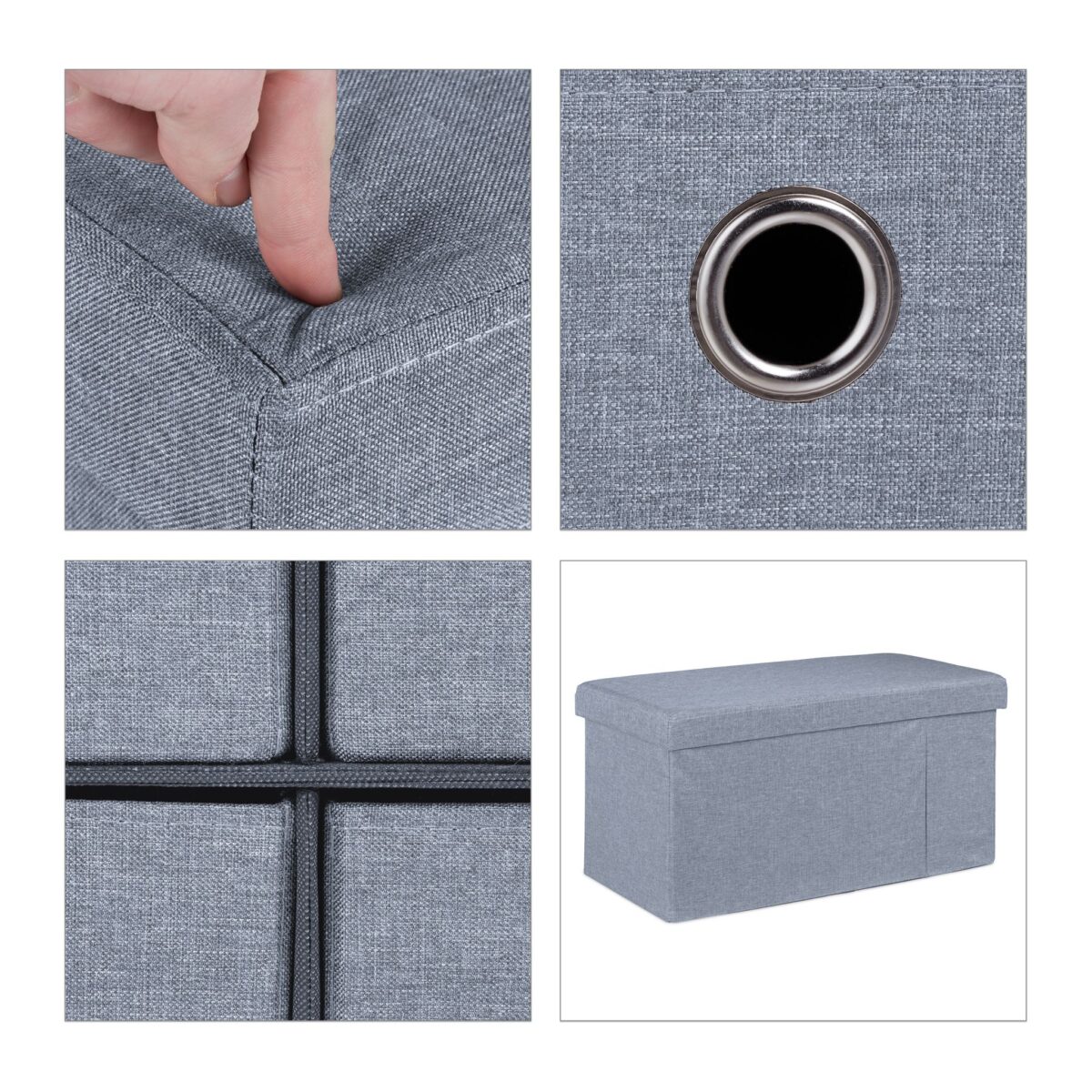 Taburet multifunctional Gri, 6 sertare, pentru depozitare, gri, 39 x 76 x 38 cm - imagine 9