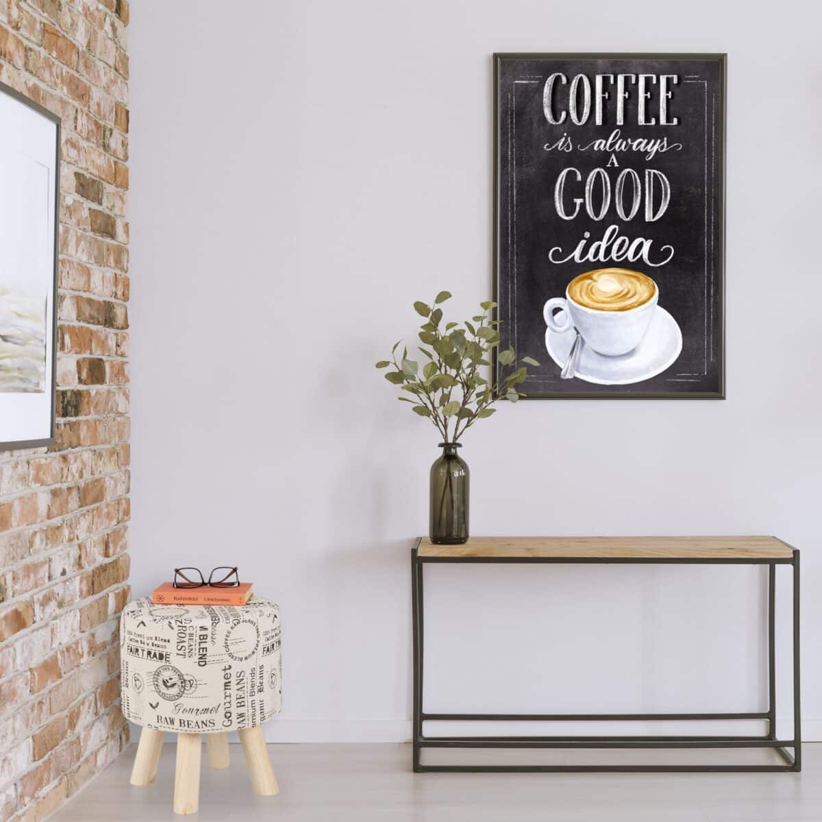 Scaun decorativ crem, picioare din lemn, sustine 150 kg, 38 x 32 cm - imagine 2