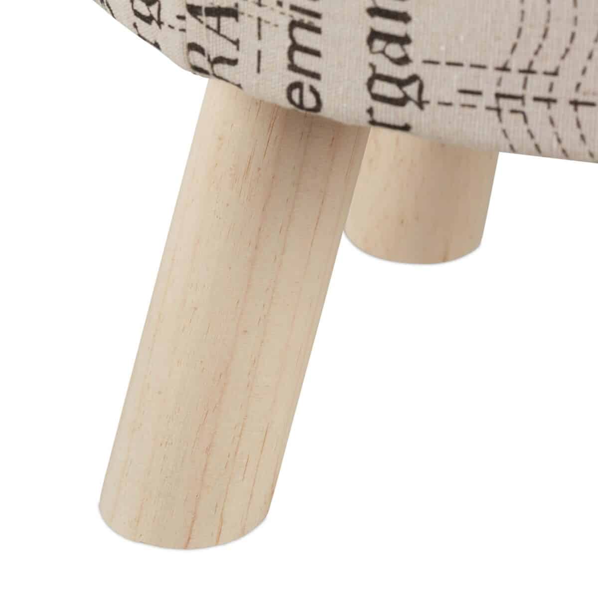 Scaun decorativ crem, picioare din lemn, sustine 150 kg, 38 x 32 cm - imagine 6