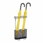 Suport dublu pentru umbrele, din metal, negru, 54 x 30,5 x 15 cm
