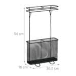 Suport dublu pentru umbrele, din metal, negru, 54 x 30,5 x 15 cm - imagine 4