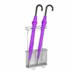 Suport dublu pentru umbrele, din metal, gri, 54 x 30,5 x 15 cm