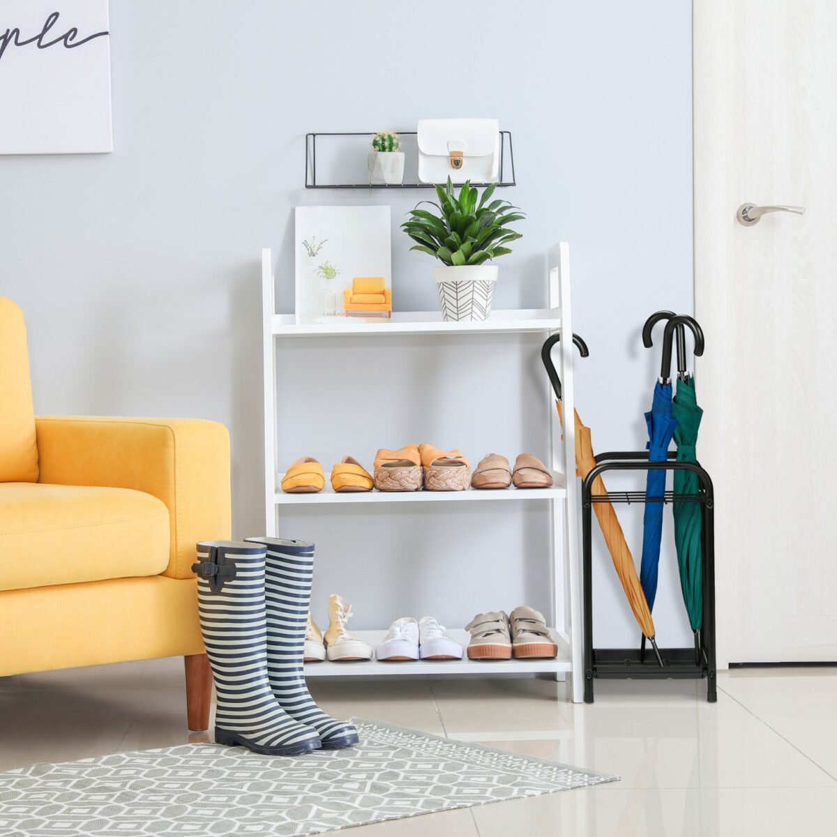 Suport umbrele, 9 compartimente, tava scurgere apa, 53,5 x 29,5 x 27 cm - imagine 2
