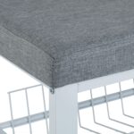 Pantofar cu bancuta, tapitat, structura metalica, 2 nivele, alb/gri, 50,5 x 82 x 33 cm - imagine 5