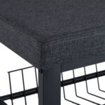 Pantofar tip taburet, tapitat, cu structura metalica, 2 nivele, negru, 50,5 x 82 x 33 cm - imagine 5